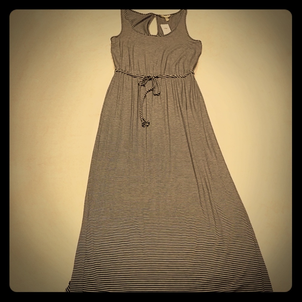 Banana Republic Black & White Striped Maxi Dress